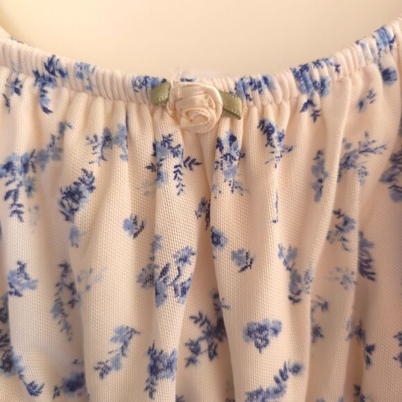 Pink Rose Ditsy Floral Mini Dress Off Shoulder Puff Milkmaid Y2K Cottage Core S - Picture 6 of 7